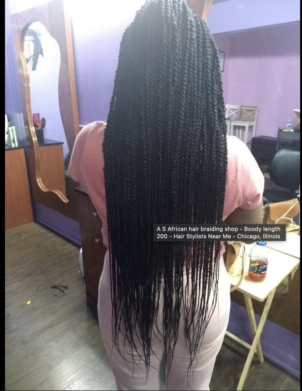 Long waist length braids from the back